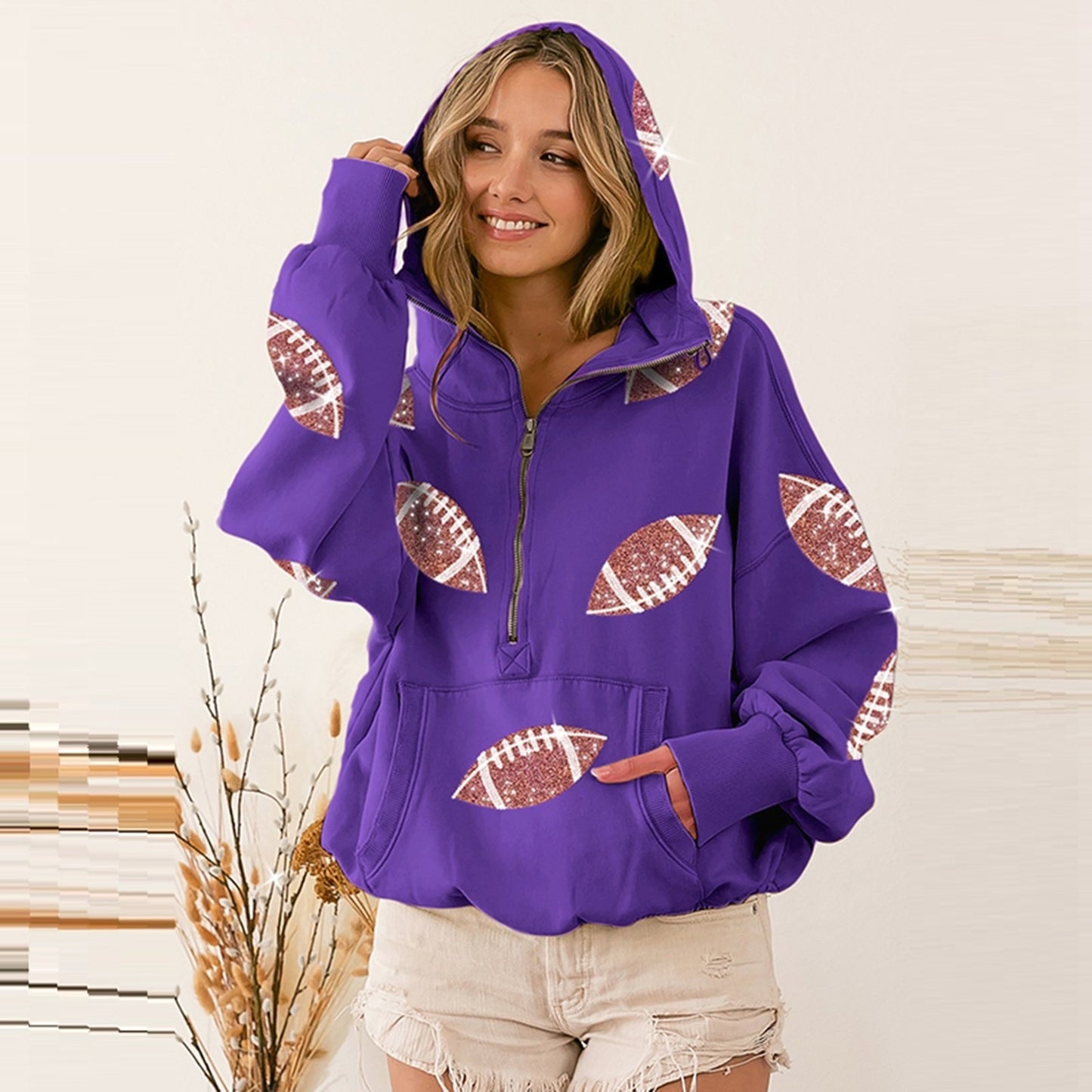 Football Sequin Hoodie