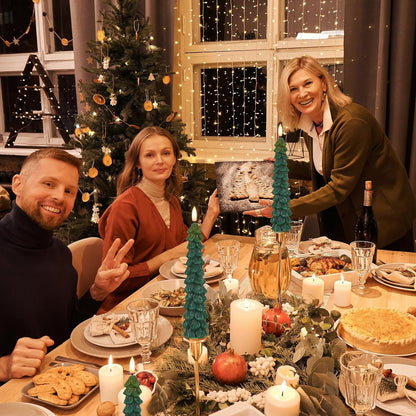 Flameless Christmas Taper Candles(4pcs)