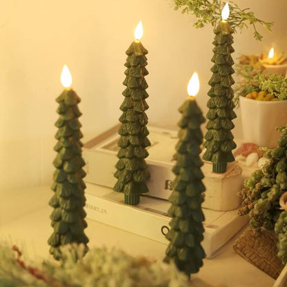 Flameless Christmas Taper Candles(4pcs)