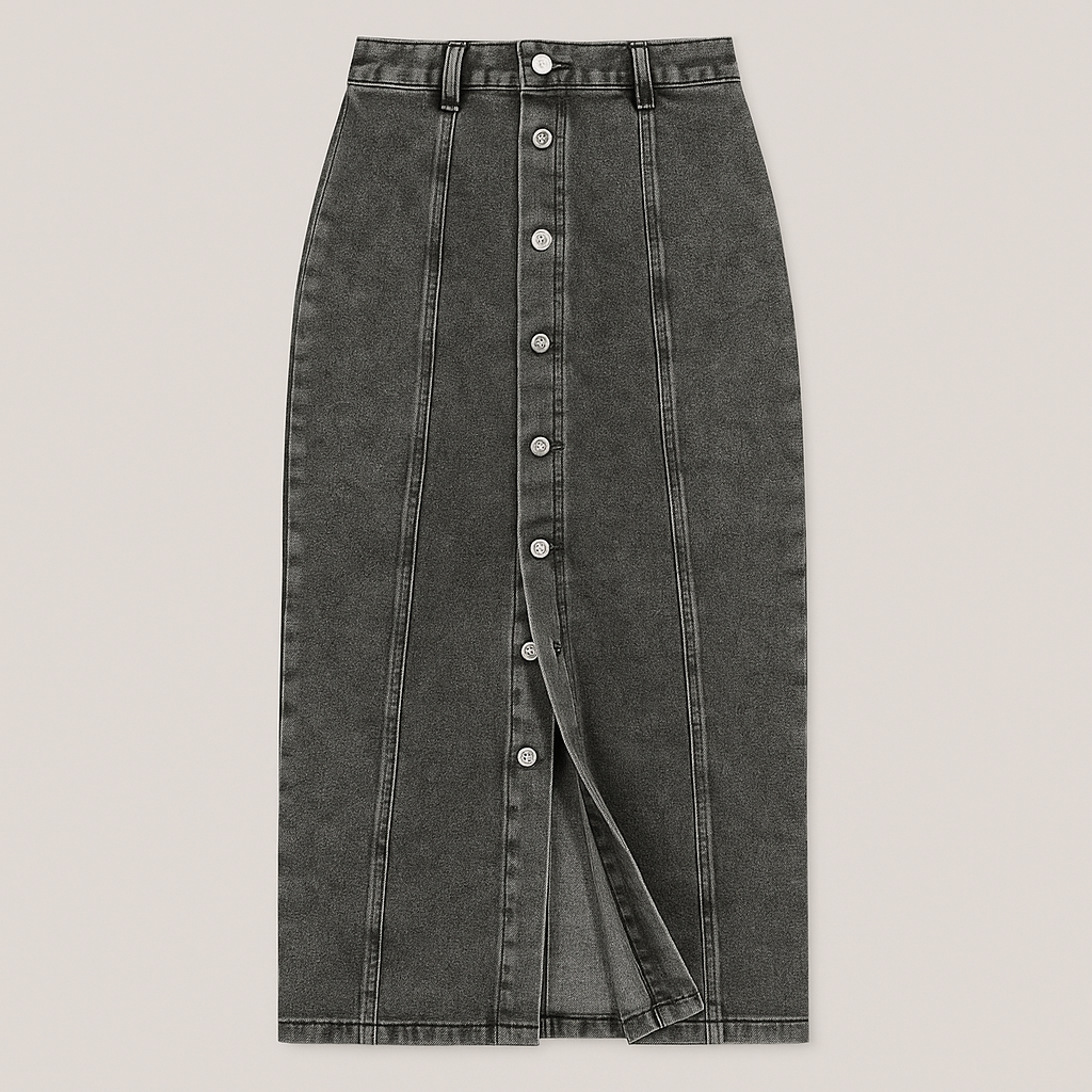 Women's Button Front Denim Skirt
