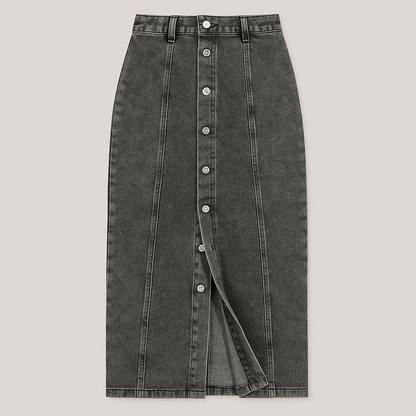 Women's Button Front Denim Skirt