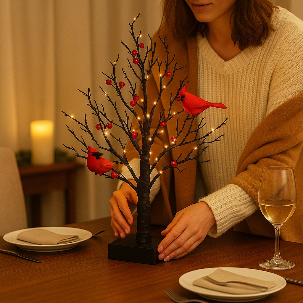 Glowing Tree with Cardinals