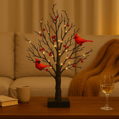 Glowing Tree with Cardinals