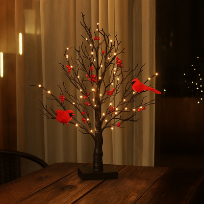 Glowing Tree with Cardinals