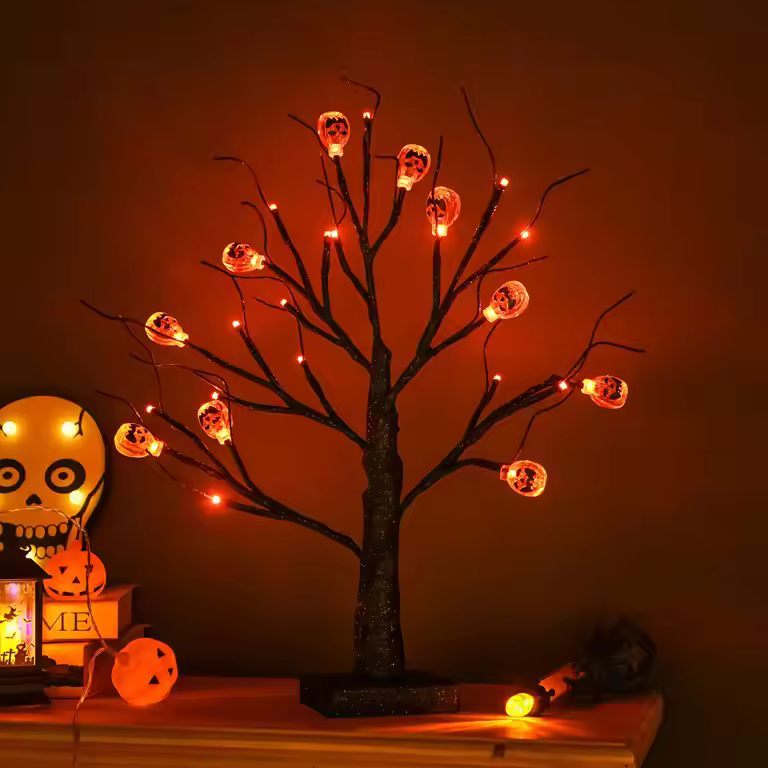 Glowing Tree with Pumpkins
